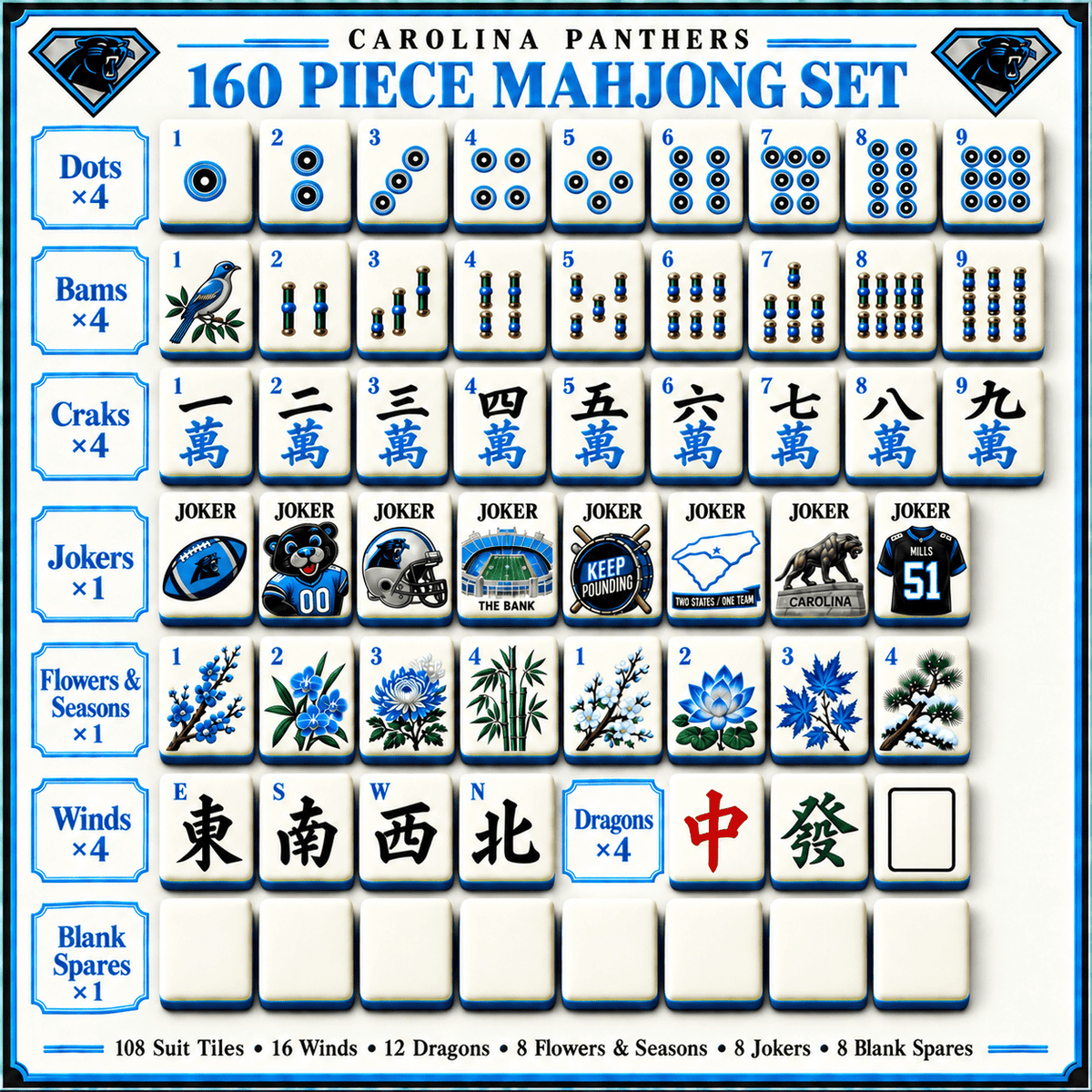 Premium CRPT Mahjong Tiles Set TTMH