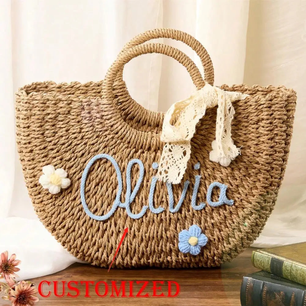 Personalized Straw Bridesmaid Handbag_bridesmaid Beach Bag_bachelorette Party Gift Bag_custom Hand-held Gift Basket_bridesmaid